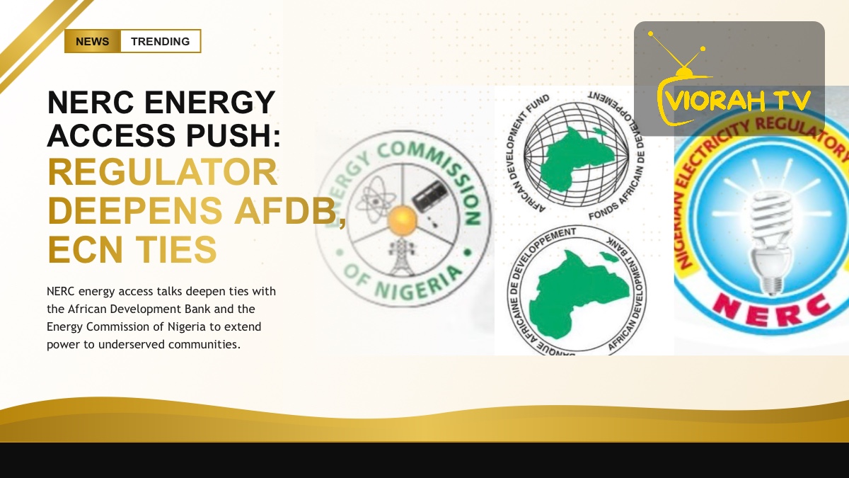 Power lines and a solar installation illustrating the NERC energy access partnerships in Nigeria