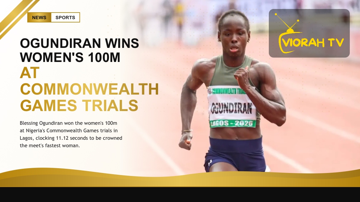 Sprinter winning the women's 100m at Nigeria's Commonwealth Games trials in Lagos