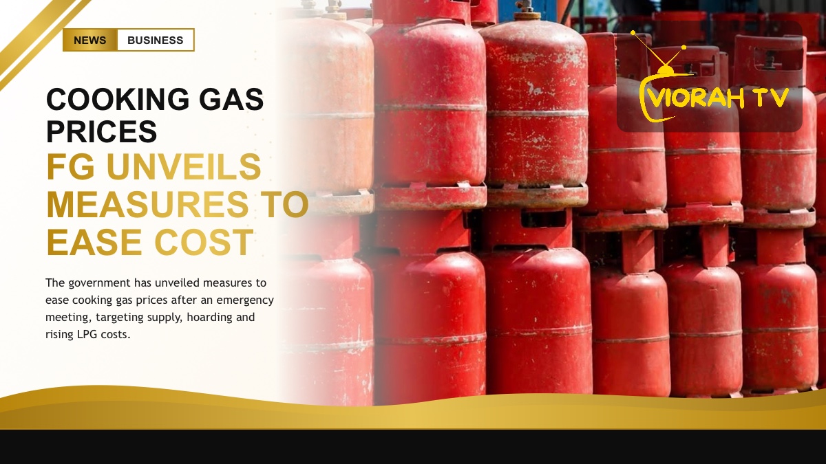 Cooking gas cylinders at a Nigerian refilling plant as cooking gas prices rise