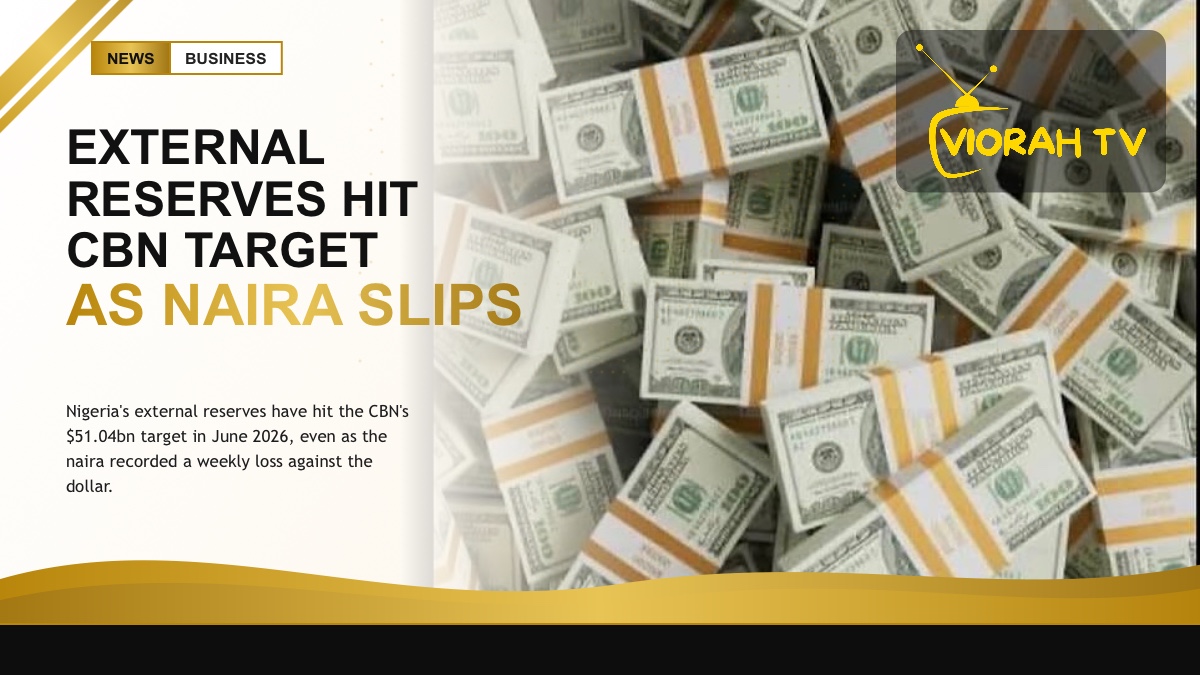 Central Bank of Nigeria building tied to news on external reserves and the naira