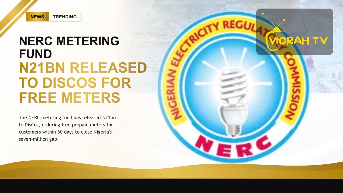 Prepaid electricity meter on a Nigerian wall, illustrating the NERC metering fund