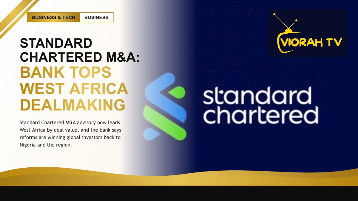 Standard Chartered bank signage, illustrating its Standard Chartered M&A leadership in West Africa