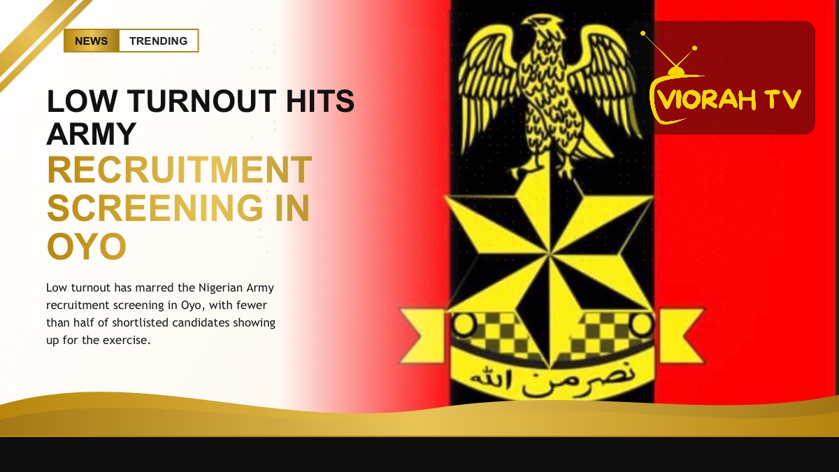 Recruits lined up at a Nigerian Army recruitment screening exercise in Oyo