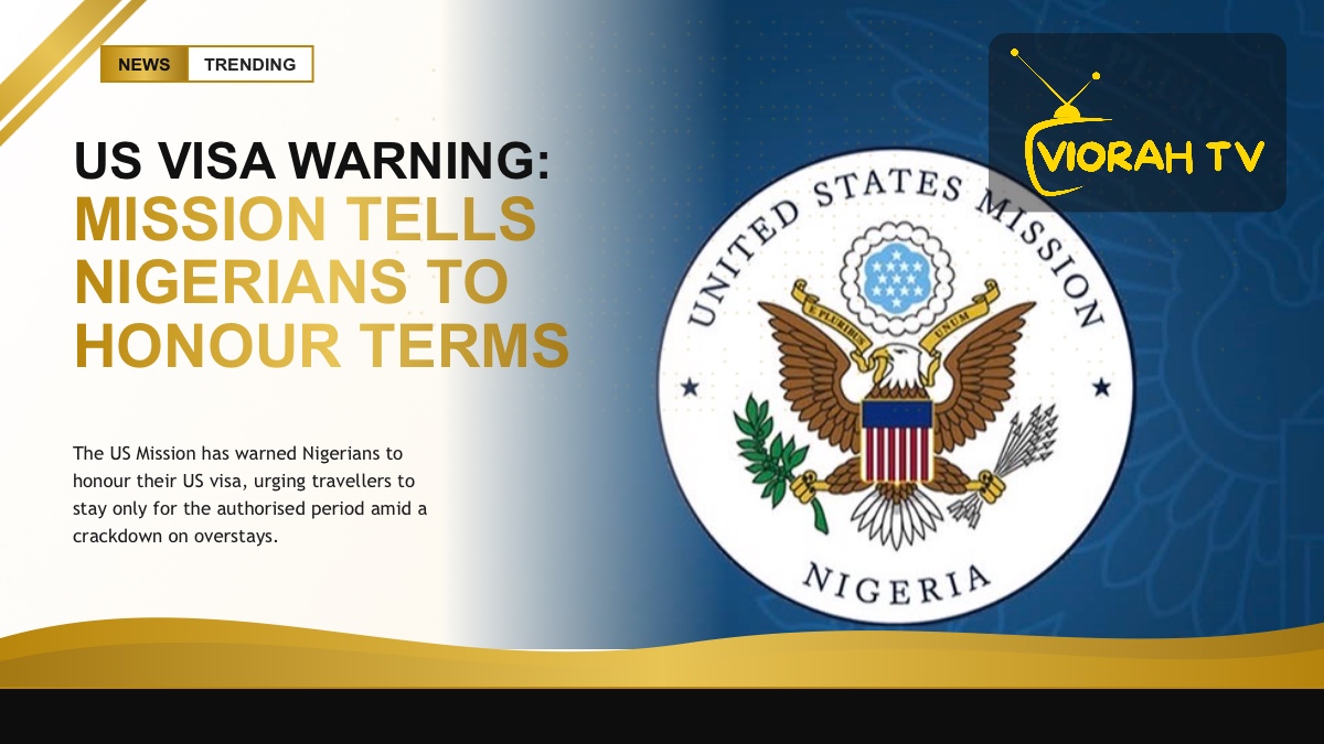 US visa stamp in a passport illustrating the US Mission warning to Nigerians