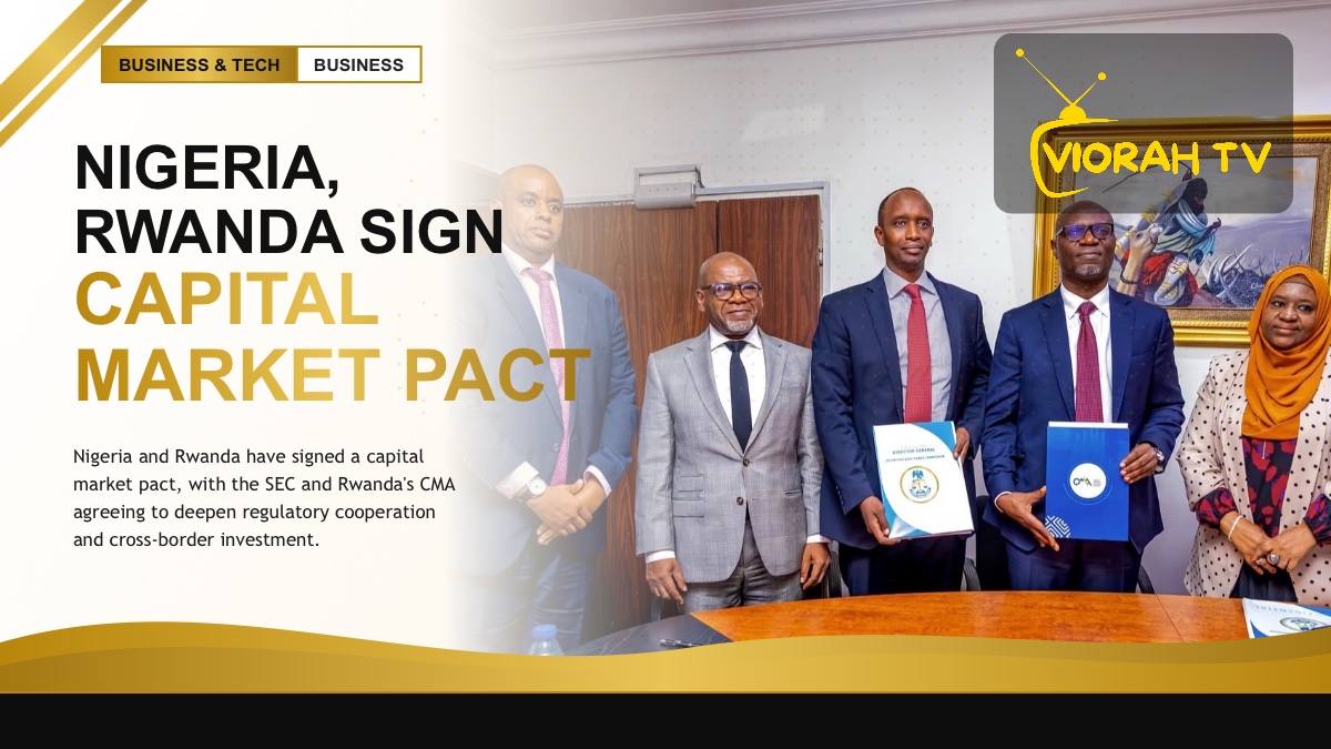 Stock market data screen representing the Nigeria-Rwanda capital market pact