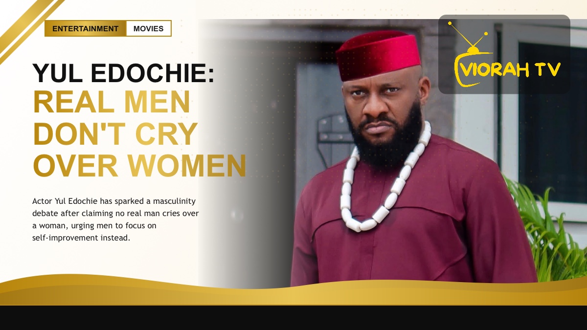 Nollywood actor Yul Edochie speaking, sparking a debate on masculinity