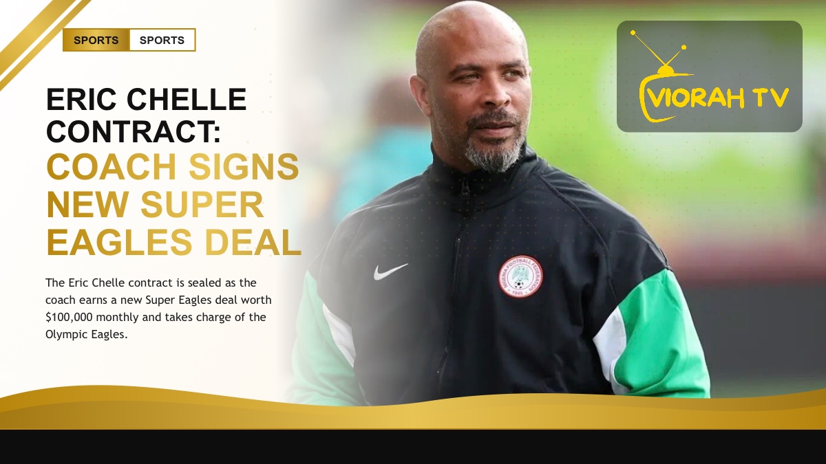 Super Eagles head coach Eric Chelle on the touchline after agreeing a new contract
