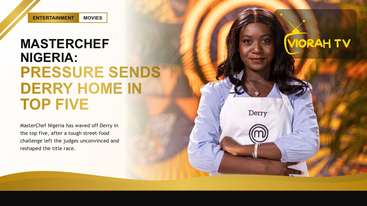 MasterChef Nigeria contestant plating a dish during the top five elimination