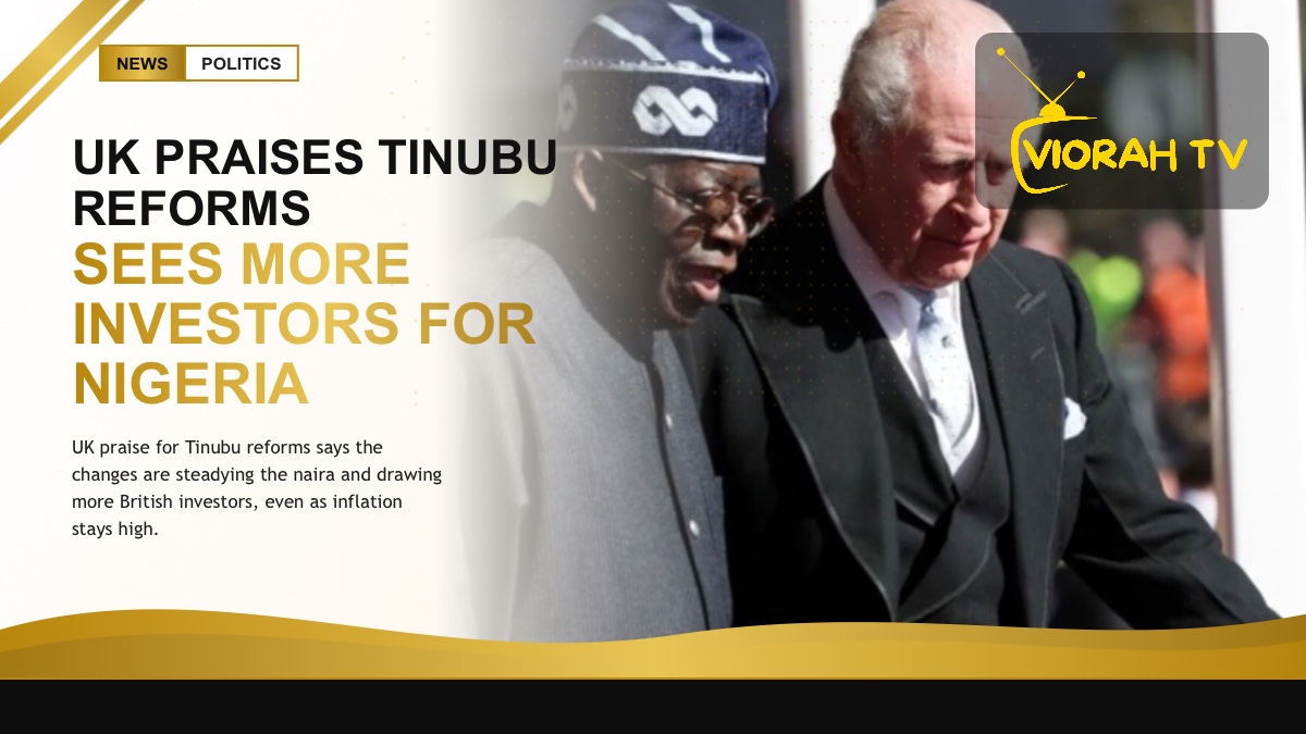 Nigeria and UK flags symbolising praise for Tinubu reforms