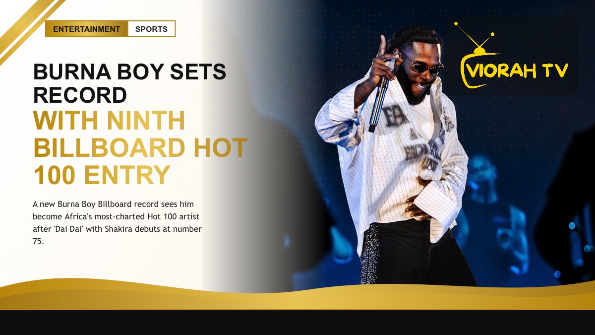 Music chart graphic celebrating the Burna Boy Billboard record
