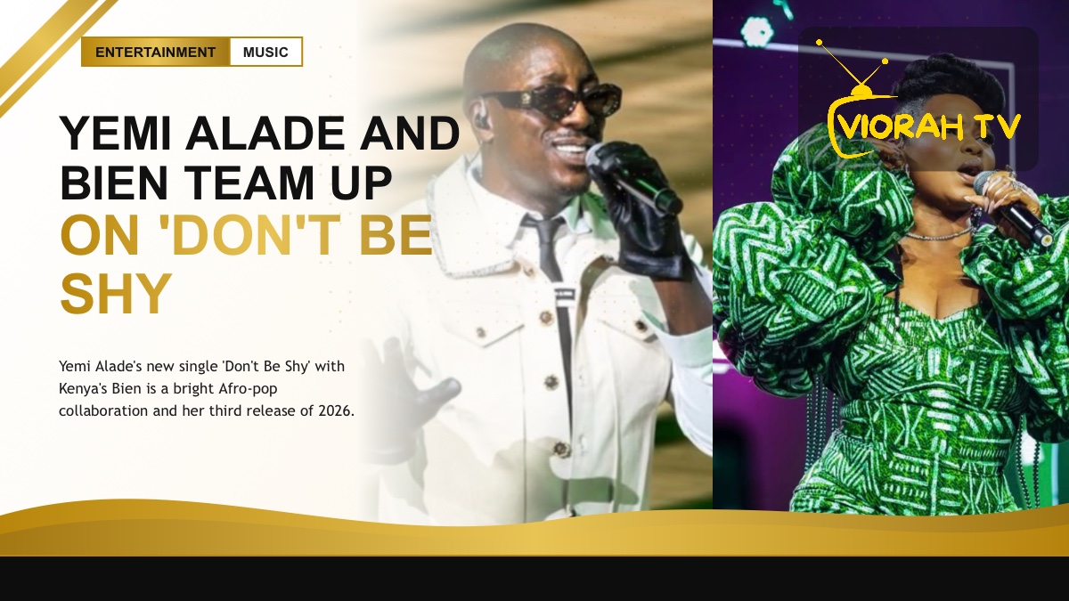 Colourful stage lights illustrating Yemi Alade's new single with Bien