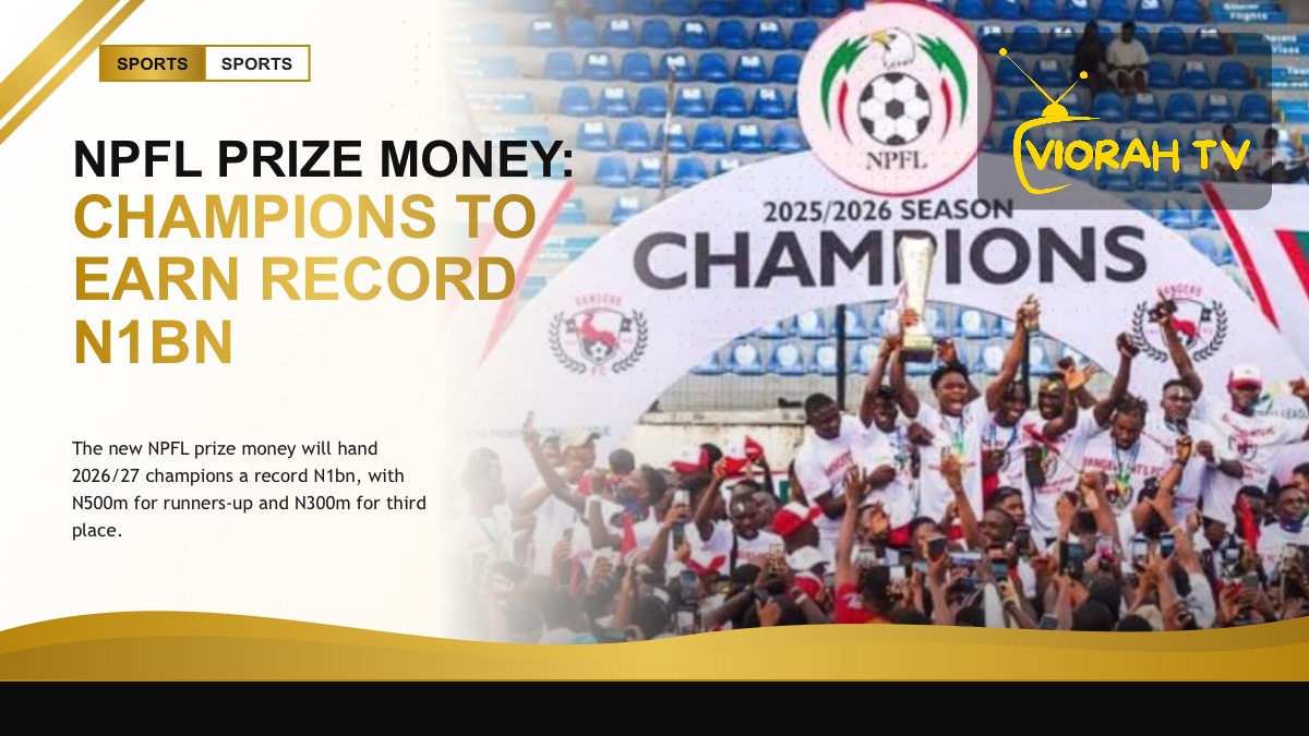 Football trophy illustrating the record NPFL prize money for champions