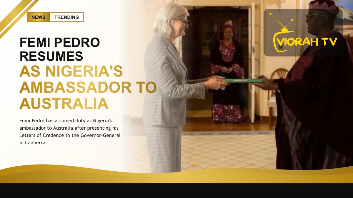 Diplomatic flags representing Femi Pedro's posting to Australia