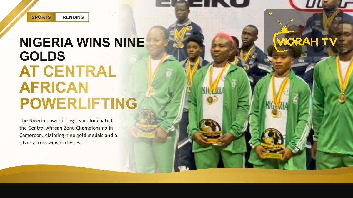 Barbell and weights representing Nigeria's powerlifting success