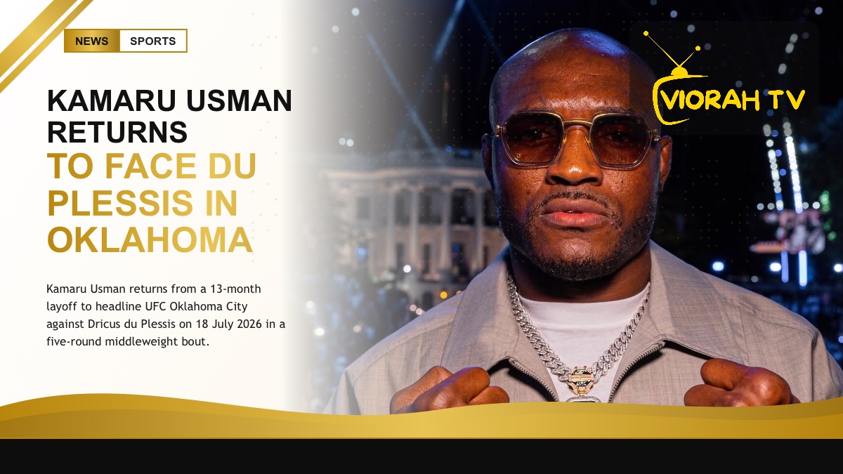 MMA octagon illustrating the Kamaru Usman versus Du Plessis fight