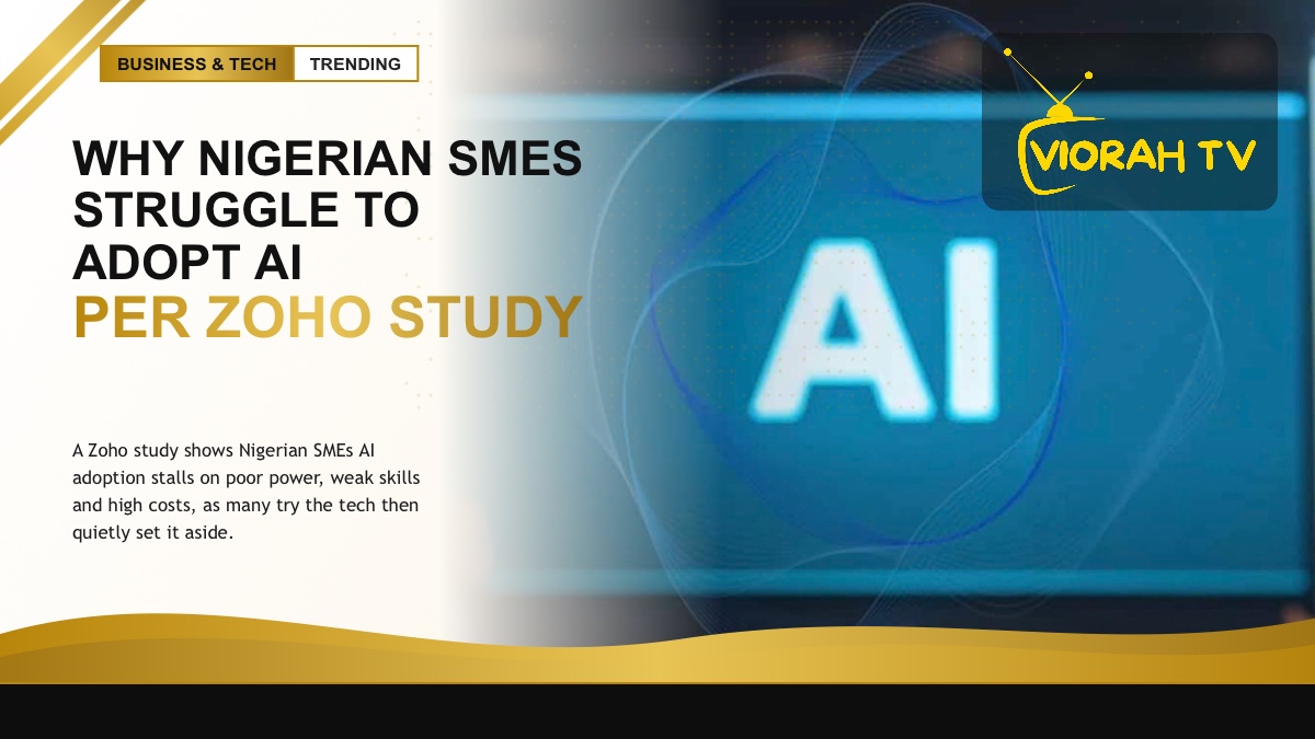 Small business owner with a laptop representing Nigerian SMEs and AI