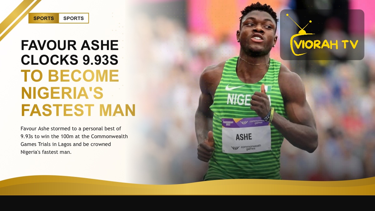 Favour Ashe sprinting to victory in the 100m at the Commonwealth Games Trials in Lagos