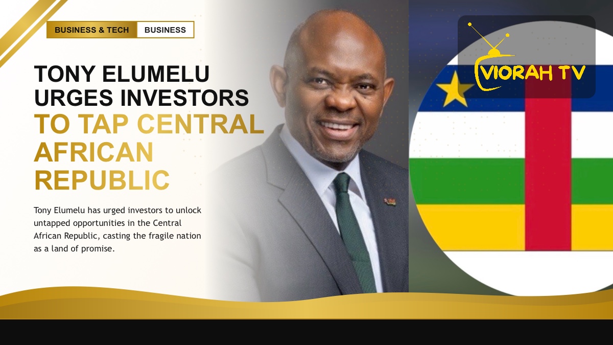Business handshake illustrating Tony Elumelu's investment call in Central African Republic