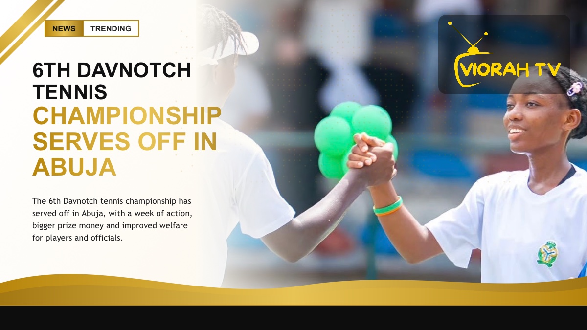 Tennis court at a tournament, marking the Davnotch tennis championship