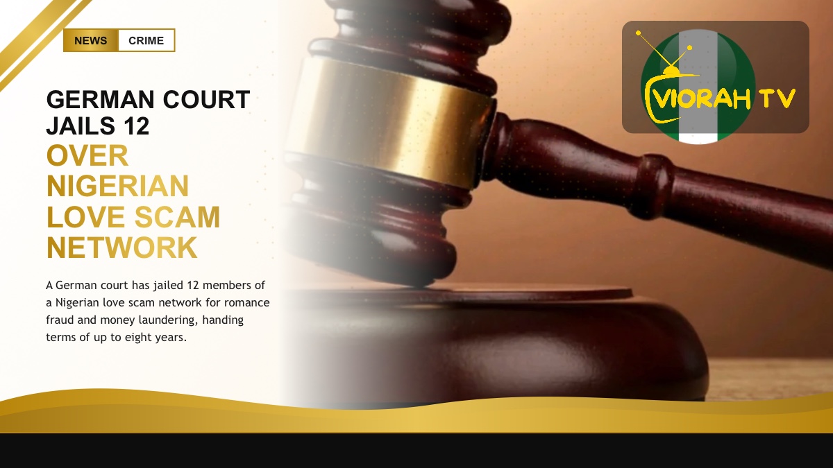 A gavel and laptop illustrating a court ruling on a Nigerian love scam network in Germany