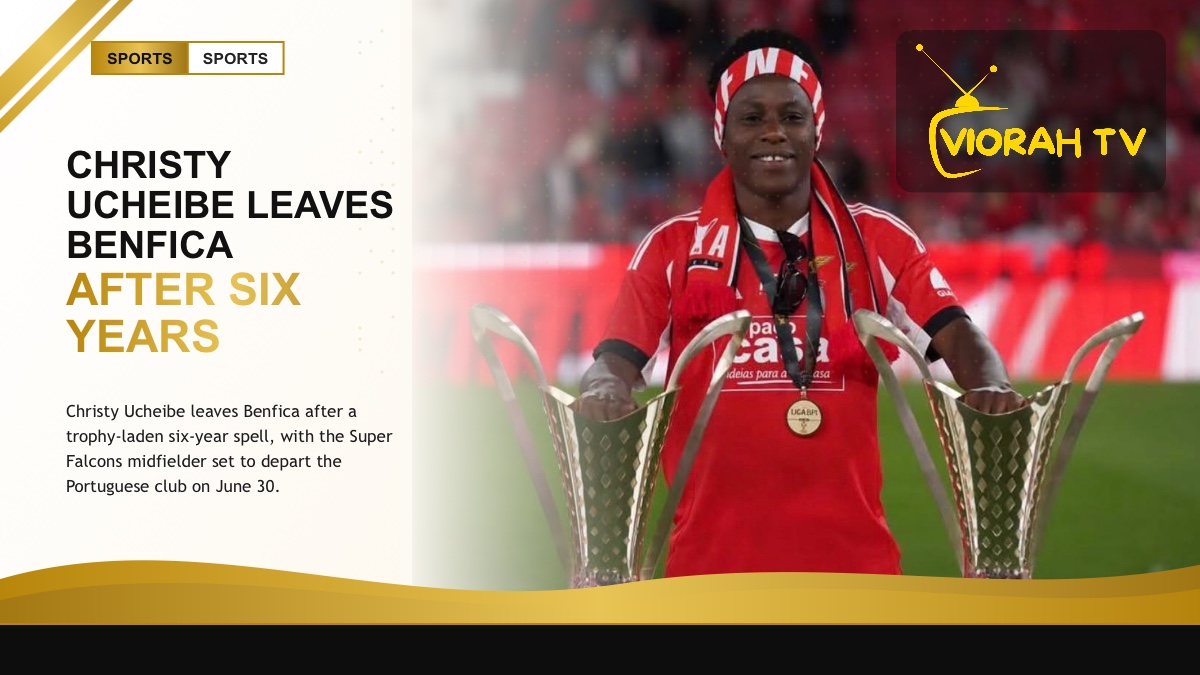 Super Falcons midfielder Christy Ucheibe in action as she leaves Benfica