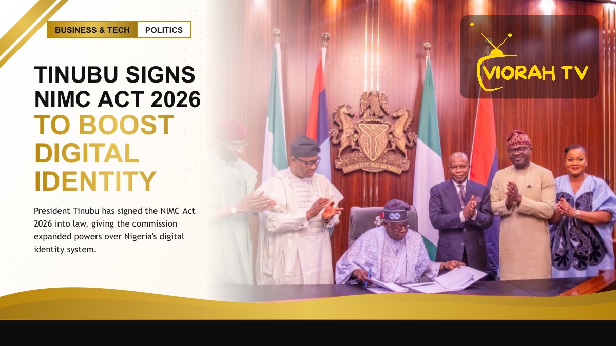 President Tinubu signing the NIMC Act 2026 into law at the State House