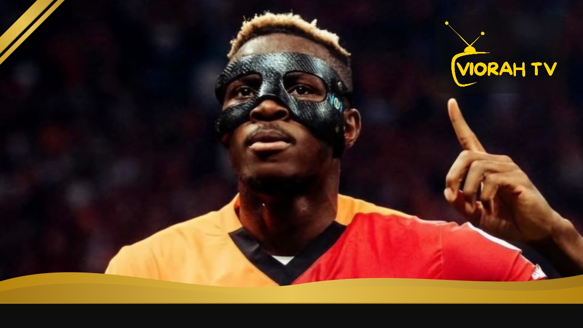 Victor Osimhen, Nigerian striker, celebrating a goal in his trademark mask
