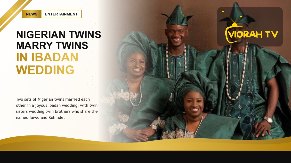 Two sets of twins celebrating a joint wedding in Ibadan