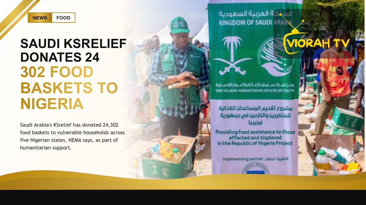 Food relief baskets being distributed to Nigerian families