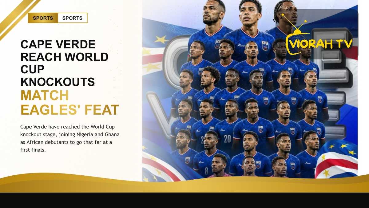 Cape Verde players celebrate reaching the World Cup knockout stage