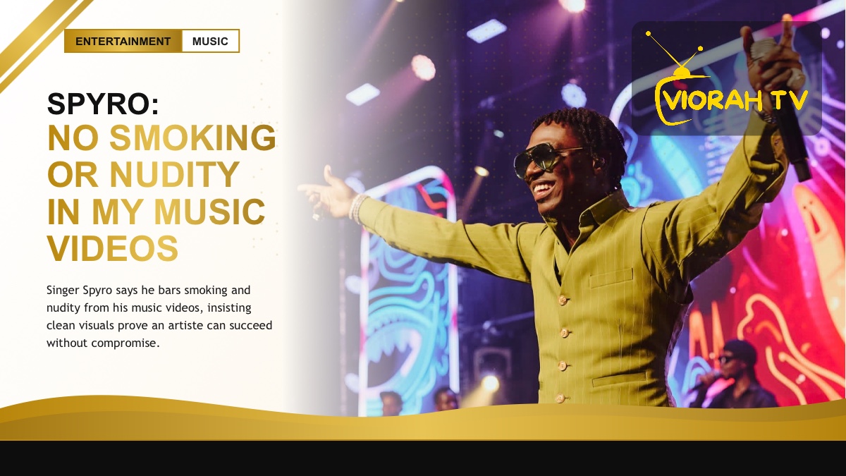 Nigerian singer Spyro performs on stage promoting clean music