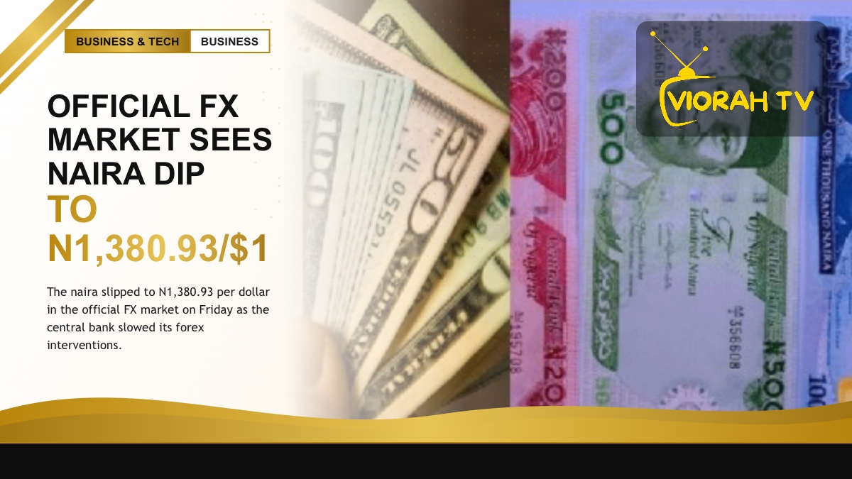 Naira and dollar notes reflecting official FX market exchange rate