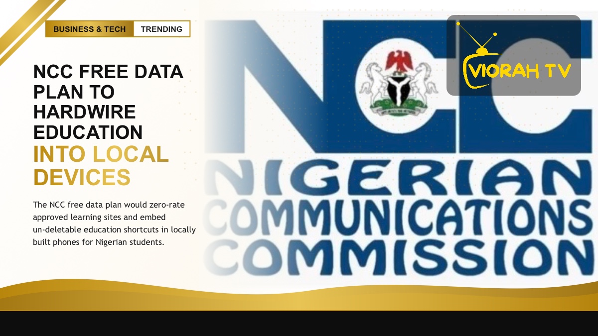 NCC free data plan concept showing zero-rated education access on a Nigerian-made smartphone