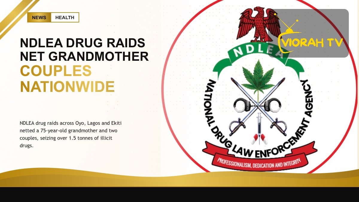 NDLEA officers displaying seized cannabis sacks during nationwide drug raids in Nigeria