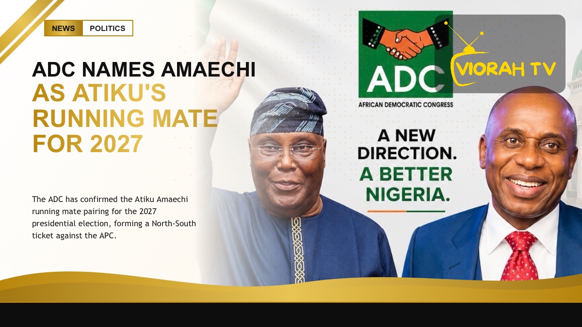 ADC flag symbolising the Atiku Amaechi running mate ticket for the 2027 election