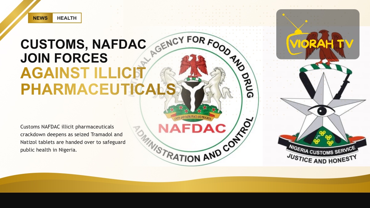 Seized tablets representing the Customs NAFDAC illicit pharmaceuticals handover in Nigeria