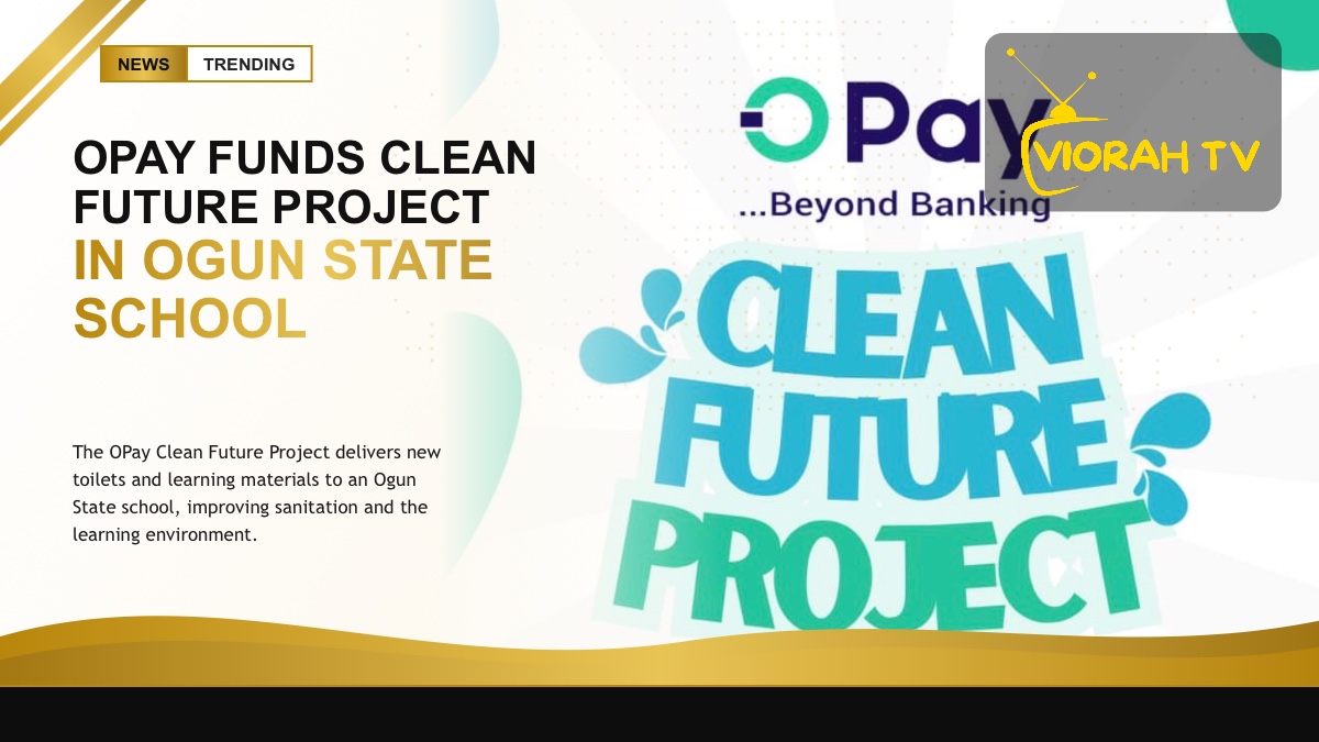 School children benefiting from the OPay Clean Future Project sanitation facility in Ogun State