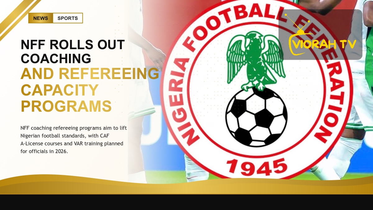 Football referee on the pitch reflecting NFF coaching refereeing programs in Nigeria